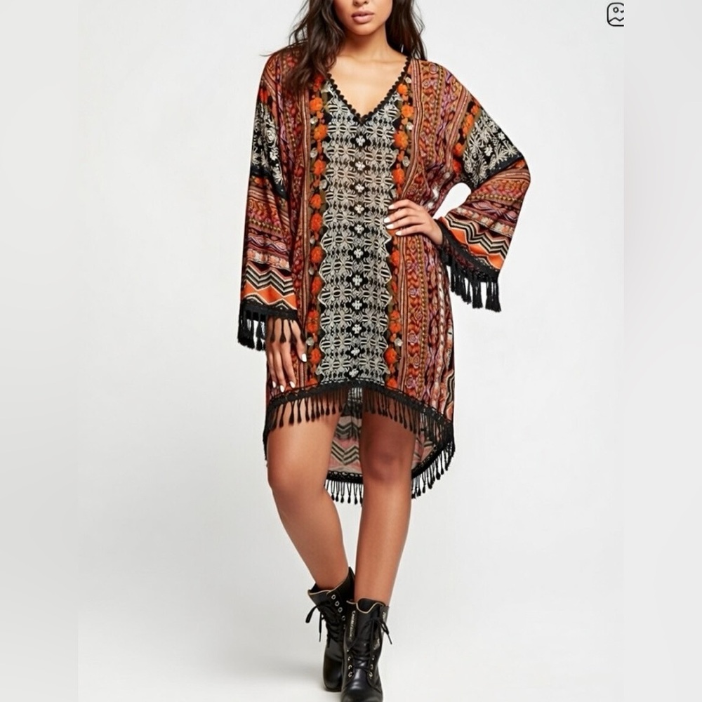 CHELSEA AND VIOLET Bohemian Multicolor Tunic Dress